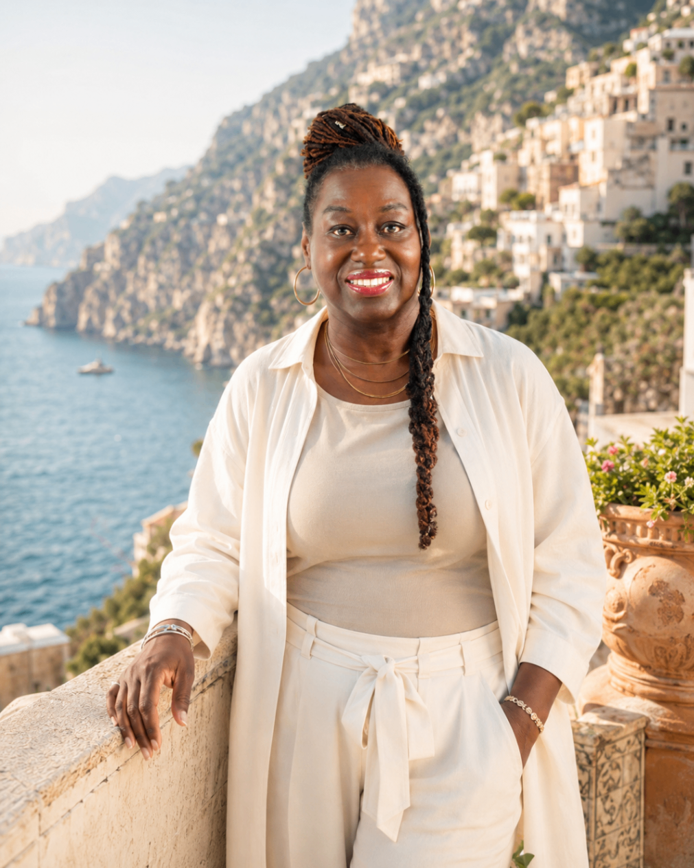 Hilary Rose overlooking the Amalfi Coast